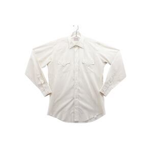 H Bar C WESTERN Shirt Men's Medium Beige Checks Button Up Long Tail Long Sleeve